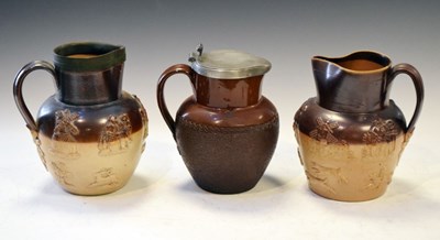 Lot 408 - Three Victorian stoneware jugs