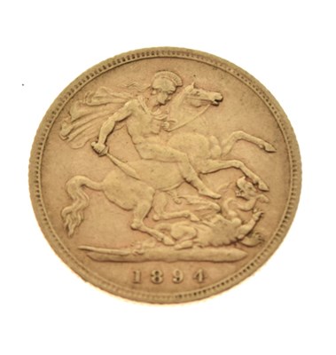Lot 129 - Coins - Queen Victoria gold half sovereign, 1894