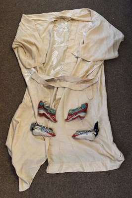 Lot 270 - Two pairs of Chinese shoes and a gown