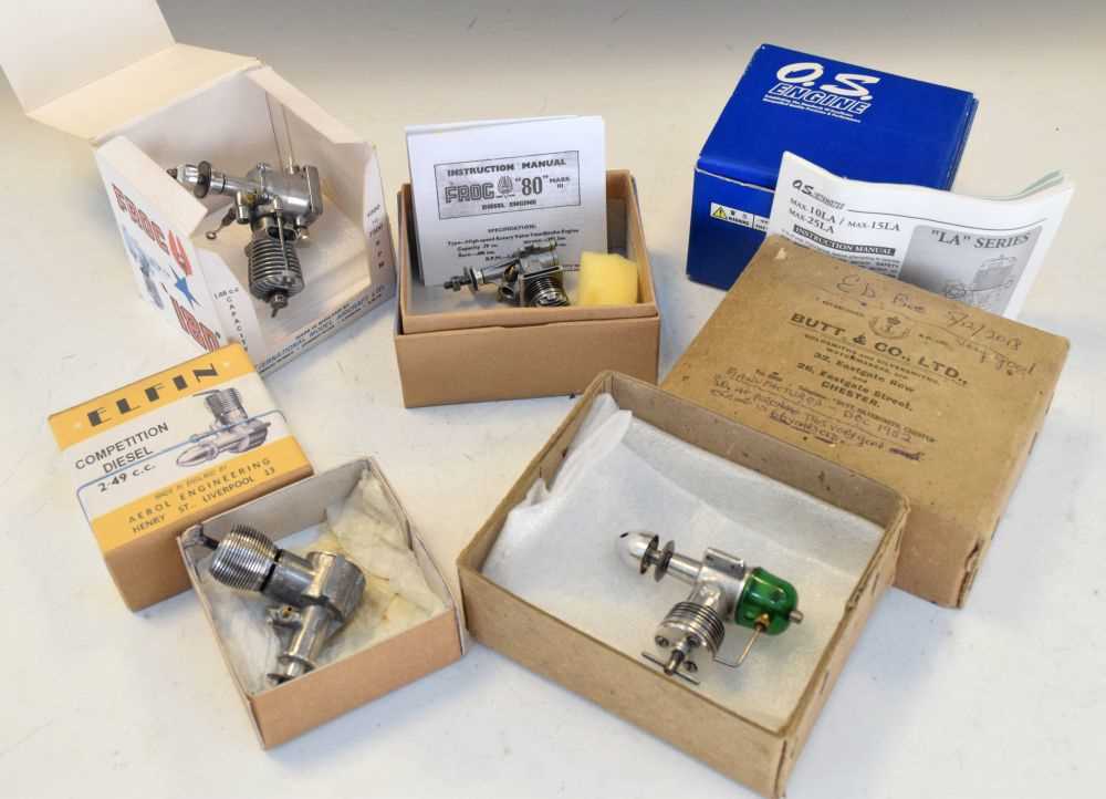 Lot 358 - Group of five model aircraft diesel engines