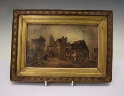 Lot 391 - Alfred Montague (c1832-1883) - Oil on board - Continental street scene