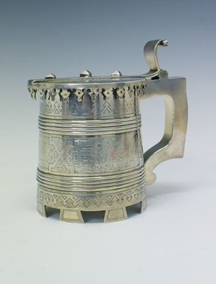 Lot 119 - 19th Century Russian white-metal tankard of tapering form