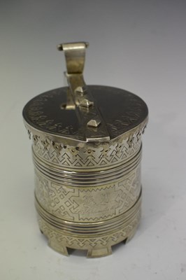 Lot 119 - 19th Century Russian white-metal tankard of tapering form