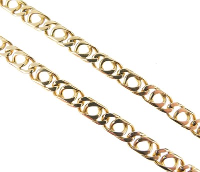 Lot 45 - Yellow metal (750) fancy curb-link necklace, 36.5g approx