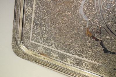 Lot 123 - Persian (possibly Isfahan) rectangular white metal tray
