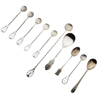 Lot 177 - Quantity of white metal coin spoons etc