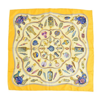 Lot 184 - Hermes - 'Scent Bottle' pattern silk scarf, boxed