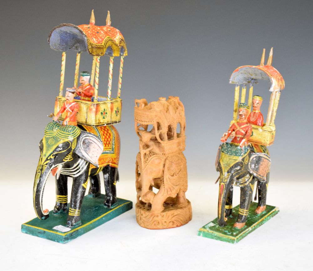 Lot 292 Two papiermache Indian elephants,