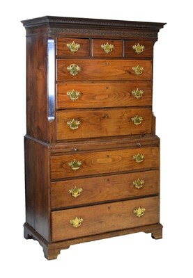 Lot 469 - Rare George III elm chest on chest or tallboy