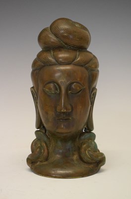 Lot 236 - Chinese bronze bust of Guanyin