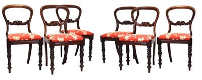 Lot 485 - Set of six Victorian balloon back dining chairs