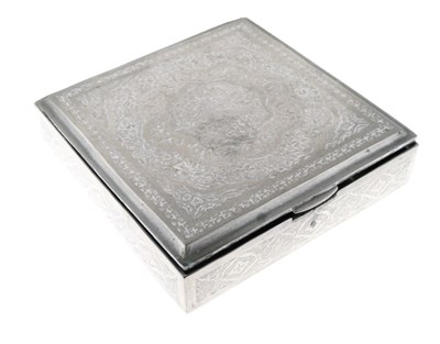 Lot 121 - Persian (possibly Isfahan) white metal box