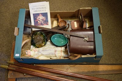 Lot 273 - Quantity of interesting miscellanea to include: skates, S.S. General Abbatucci watch surround, etc