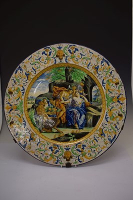 Lot 296 - Large Italian Castelli-style maiolica charger