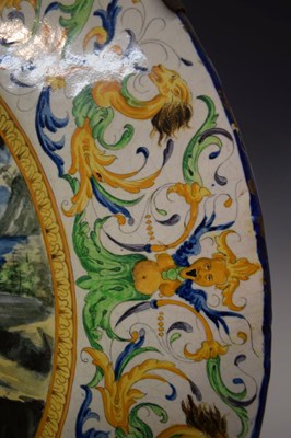 Lot 296 - Large Italian Castelli-style maiolica charger