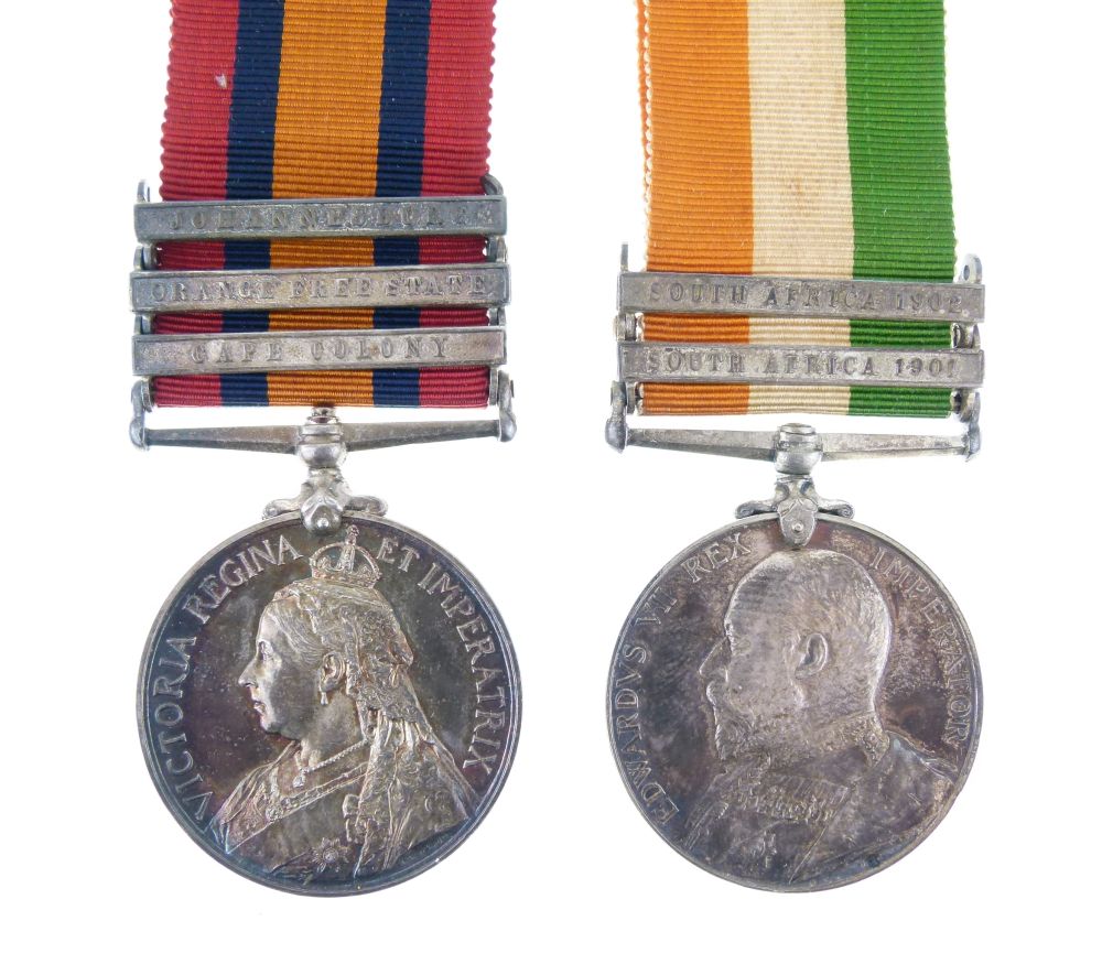 Lot 207 - Boer War medal pair awarded to Private C