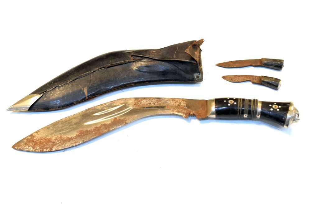 Lot 324 - Gurka kukri, together with two Indian sidelock pistols