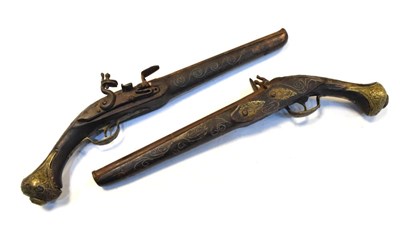 Lot 324 - Gurka kukri, together with two Indian sidelock pistols
