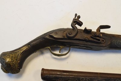 Lot 324 - Gurka kukri, together with two Indian sidelock pistols