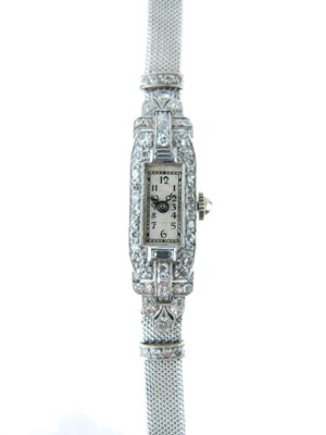 Lot 62 - Lady's Art Deco white metal cased cocktail bracelet watch