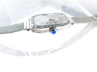 Lot 61 - Lady's Art Deco white metal cased cocktail bracelet watch