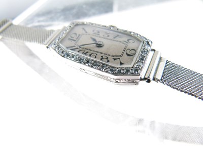 Lot 61 - Lady's Art Deco white metal cased cocktail bracelet watch