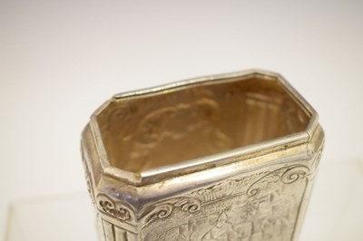 Lot 143 - Queen Anne silver tea caddy base of canted oblong form