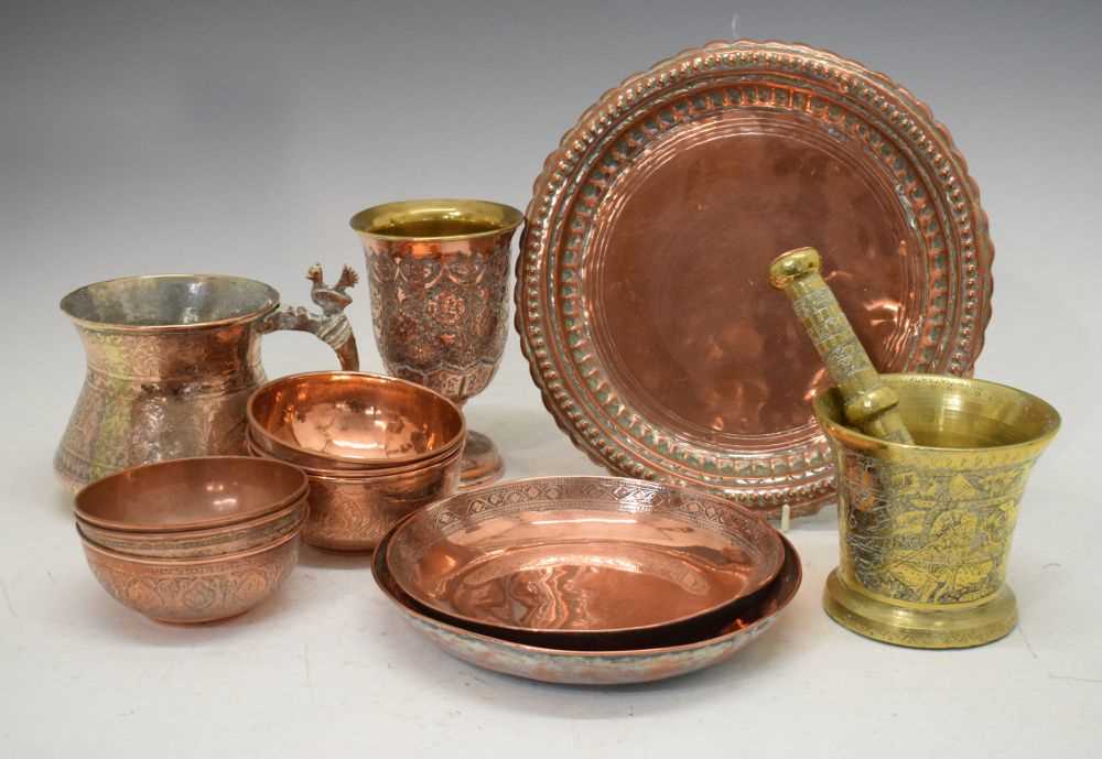 Lot 613 - Quantity of Middle Eastern copper and brass items