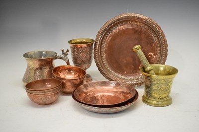 Lot 613 - Quantity of Middle Eastern copper and brass items