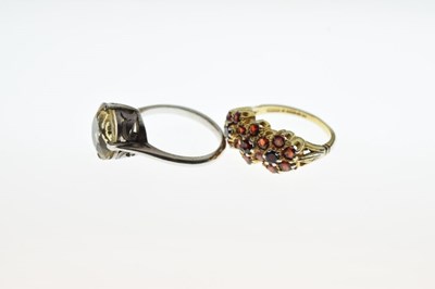 Lot 30 - Garnet 9ct gold ring and citrine ring