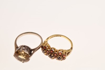 Lot 30 - Garnet 9ct gold ring and citrine ring