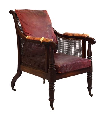 Lot 636 - William IV mahogany and caned bergere chair by Ann and Charles Freame, Worcester