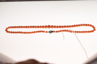 Lot 79 - Coral bead necklet with paste clasp