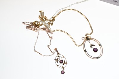 Lot 89 - Two Edwardian pendants on chains