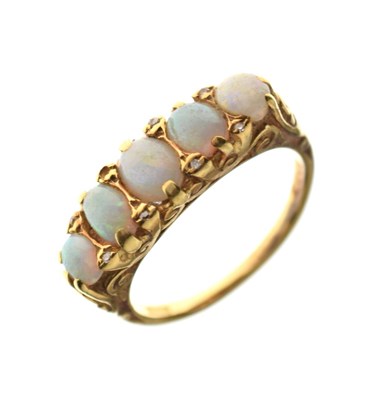 Lot 4 - 18ct gold, five-stone opal ring