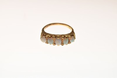 Lot 4 - 18ct gold, five-stone opal ring