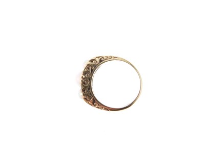 Lot 28 - Three-stone opal 18ct gold ring