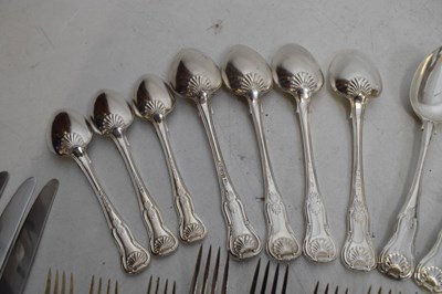 Lot 108 - Matched six person set of King's pattern silver flatware