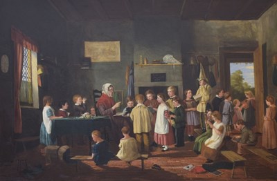 Lot 386 - Henry Charles Bryant, (1812-1890) - Oil on canvas - 'The Schoolroom'