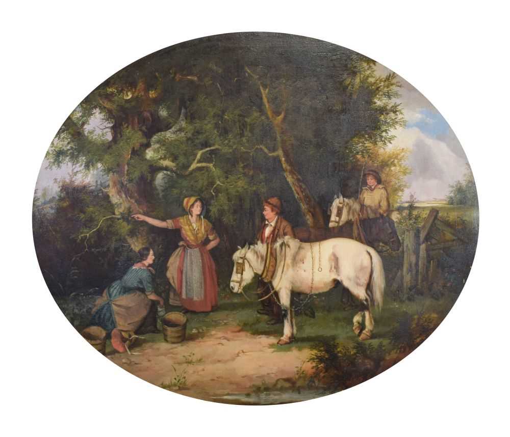 Lot 379 - Attributed to Francis Wheatley, (1747-1801) - Children and ponies in a landscape