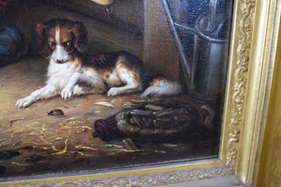 Lot 389 - 19th Century English School - Oil on canvas - Boy sleeping with dog