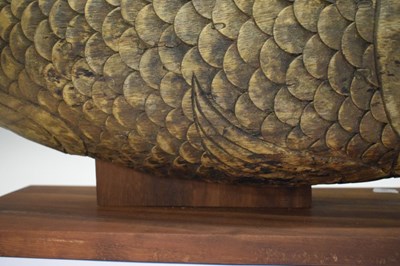 Lot 256 - Large Japanese carved hardwood fish - Koi Jizai Kagi