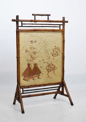 Lot 458 - Bamboo firescreen dated 1898