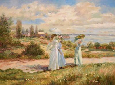 Lot 441 - G. Closson - Oil on canvas - Ladies promenading