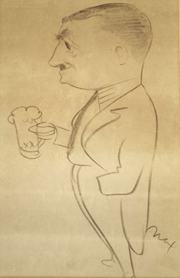 Lot 424 - Max Beerbohm (1872-1956) - Chalk - Portrait of a gentleman holding a pint of beer