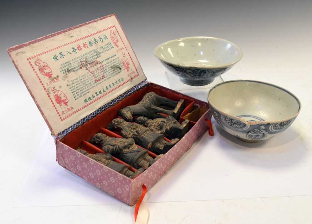 Lot 470 - Two Chinese provincial bowls with terracotta figures