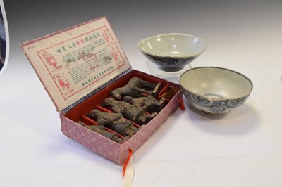 Lot 470 - Two Chinese provincial bowls with terracotta figures