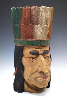 Lot 238 - Native American Indian wooden bust