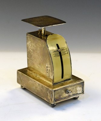 Lot 207 - Edward VII silver stamp box and postal scales, sponsors mark of Levi & Salaman