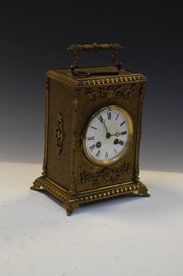 Lot 497 - Late 19th Century French brass cased mantel clock